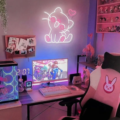 Gaming Neon Sign Cute Cat